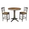 International Concepts Round 36 in Rd Extension Dining Table, 2 Counter Ht Stools, Hickory/Washed Coal, 36 in W, 48 in L K45-36RXT-27-S6172-2 - alternate 1